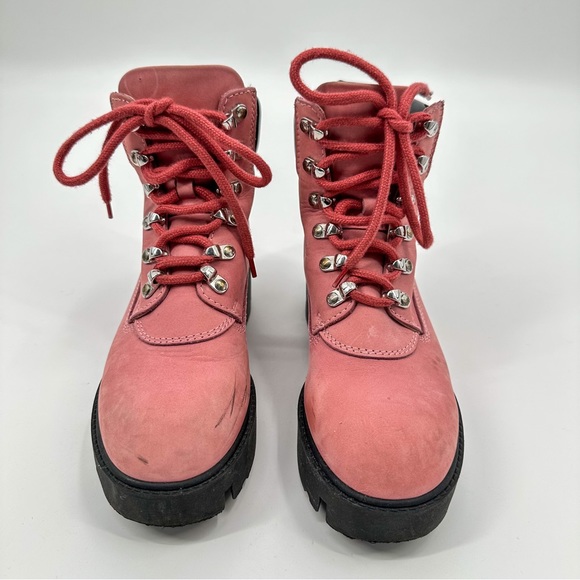 Acne Studios Telde Pink Calfskin Chunky Platform Hiking Lug Boots Women Size 35 - Picture 6 of 10